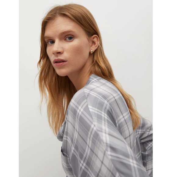 NWT Mango Patch Pocket Checkered Blouse Justice 77019213 - Picture 5 of 9